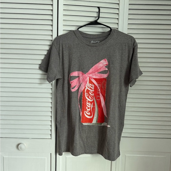 Women's Coca-Cola Bow Short Sleeve Graphic T-Shirt - Gray L - Picture 2 of 4